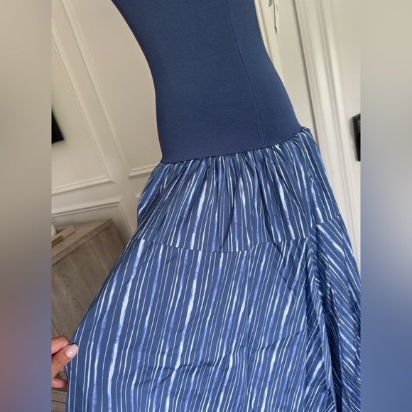 NWT Nordstrom House of Aama Lana Mixed Media Indigo Blue Women’s Dress Small - Picture 7 of 11